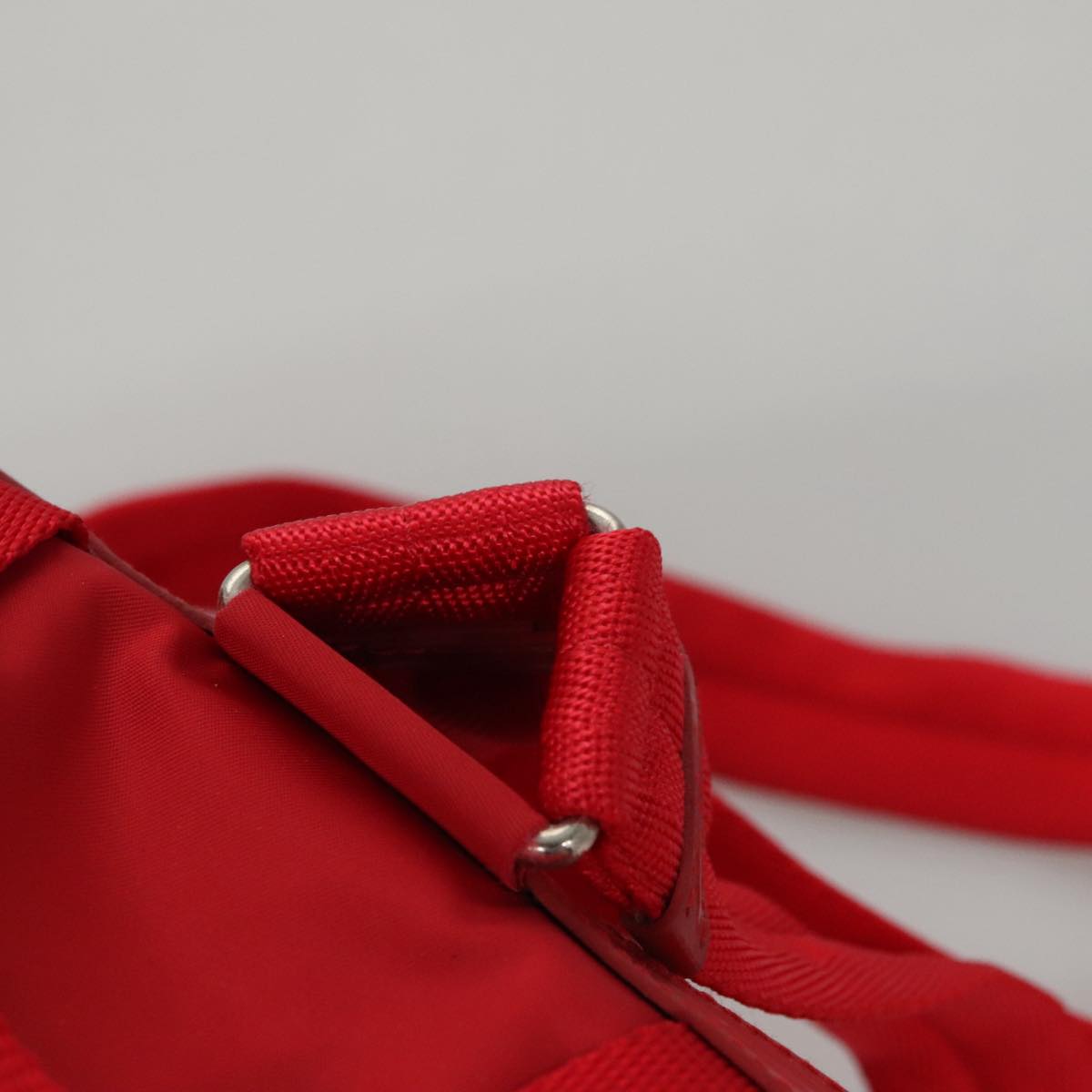 PRADA Backpack Nylon Red Silver Auth 103077