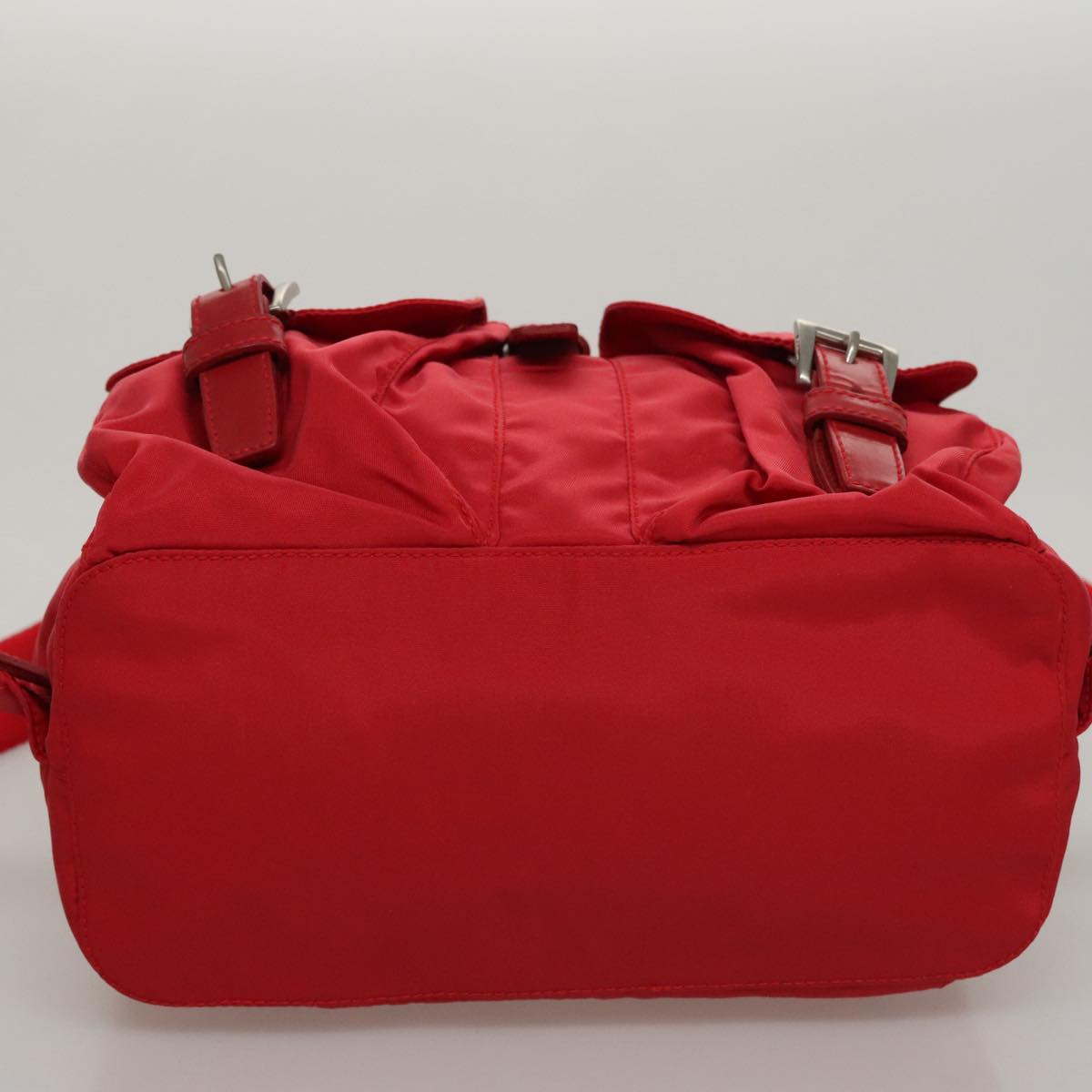 PRADA Backpack Nylon Red Silver Auth 103077