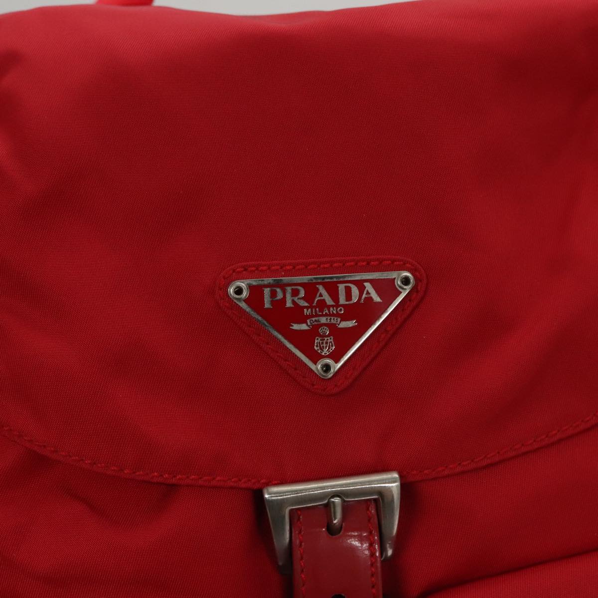 PRADA Backpack Nylon Red Silver Auth 103077