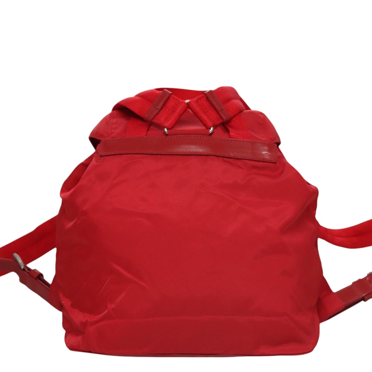 PRADA Backpack Nylon Red Silver Auth 103077