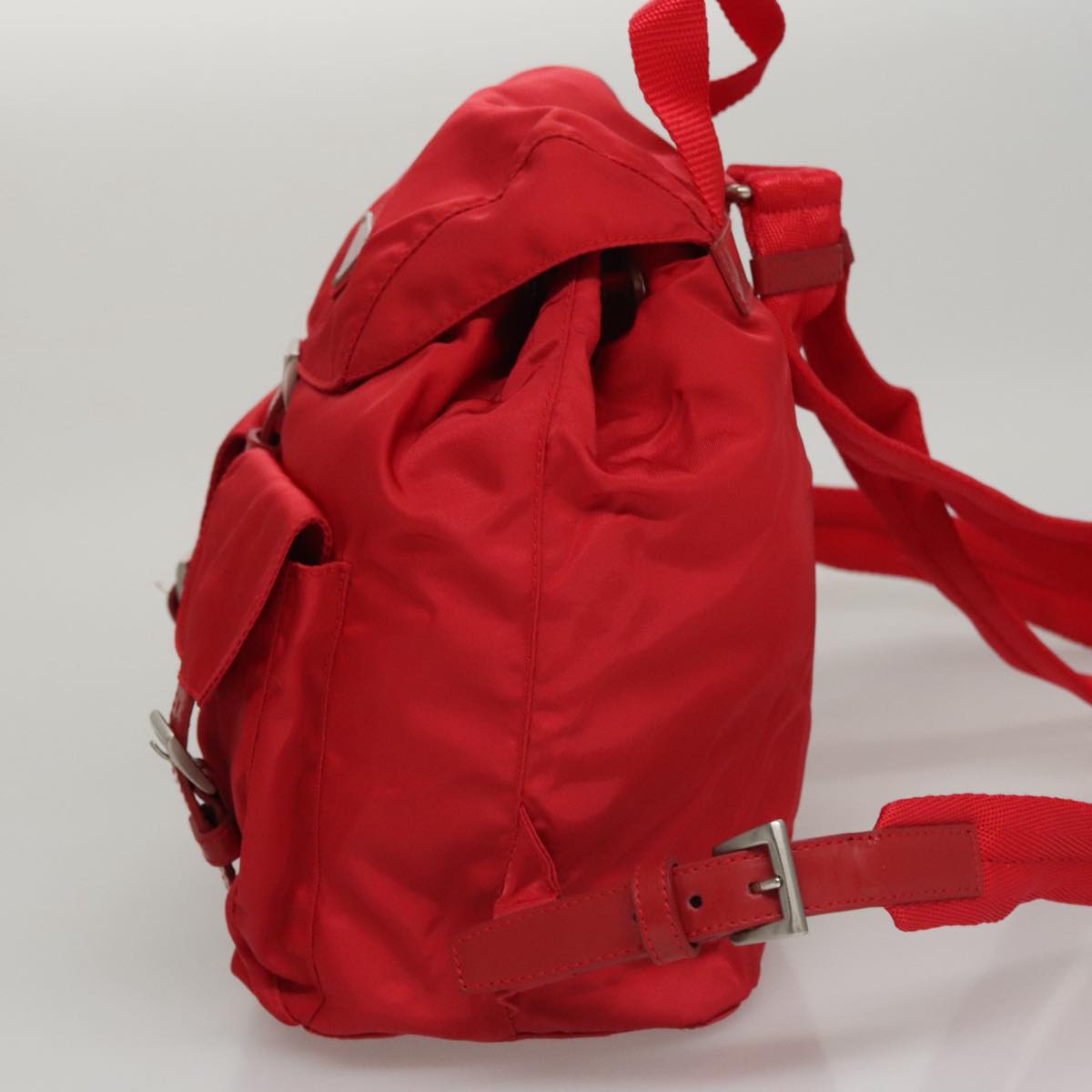 PRADA Backpack Nylon Red Silver Auth 103077