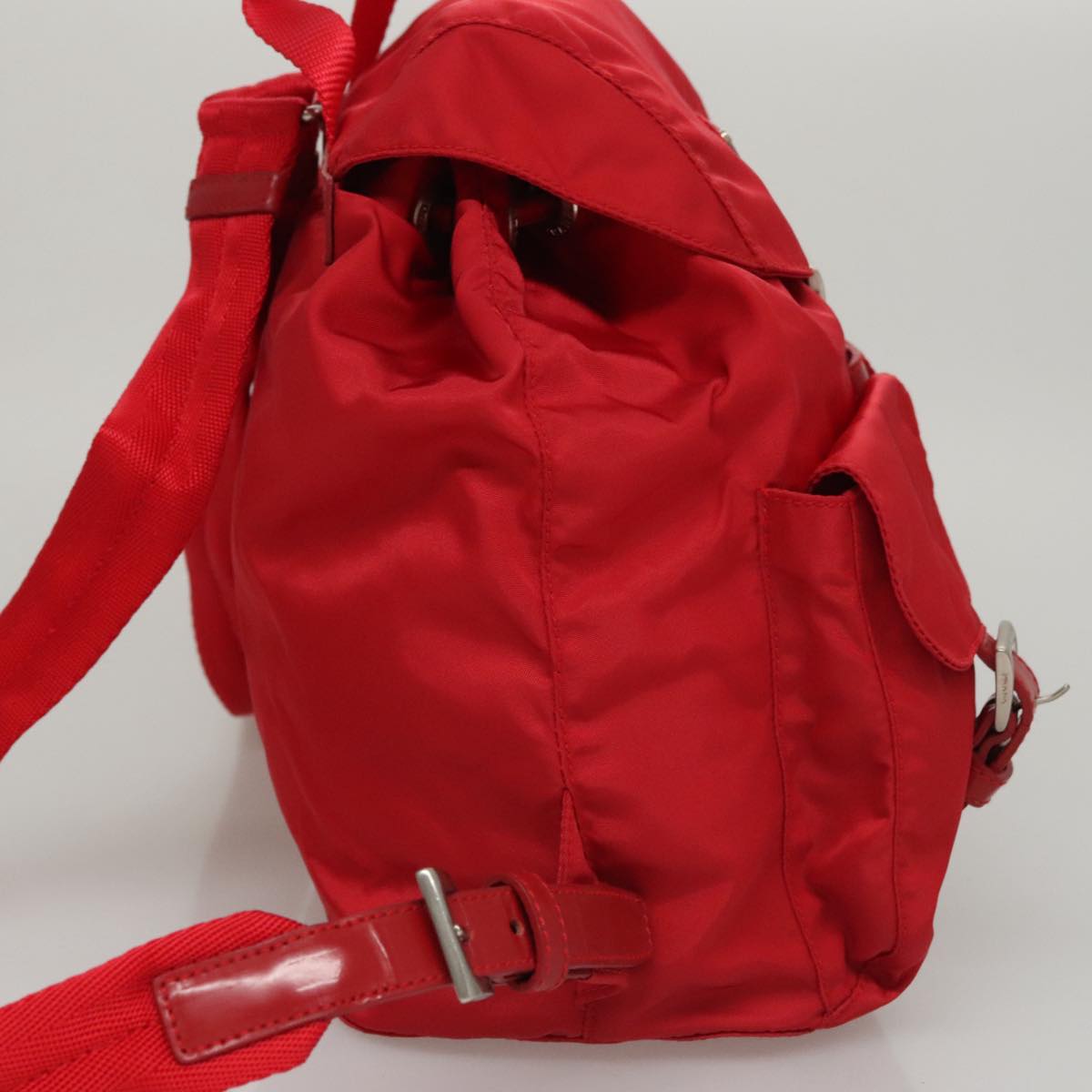 PRADA Backpack Nylon Red Silver Auth 103077