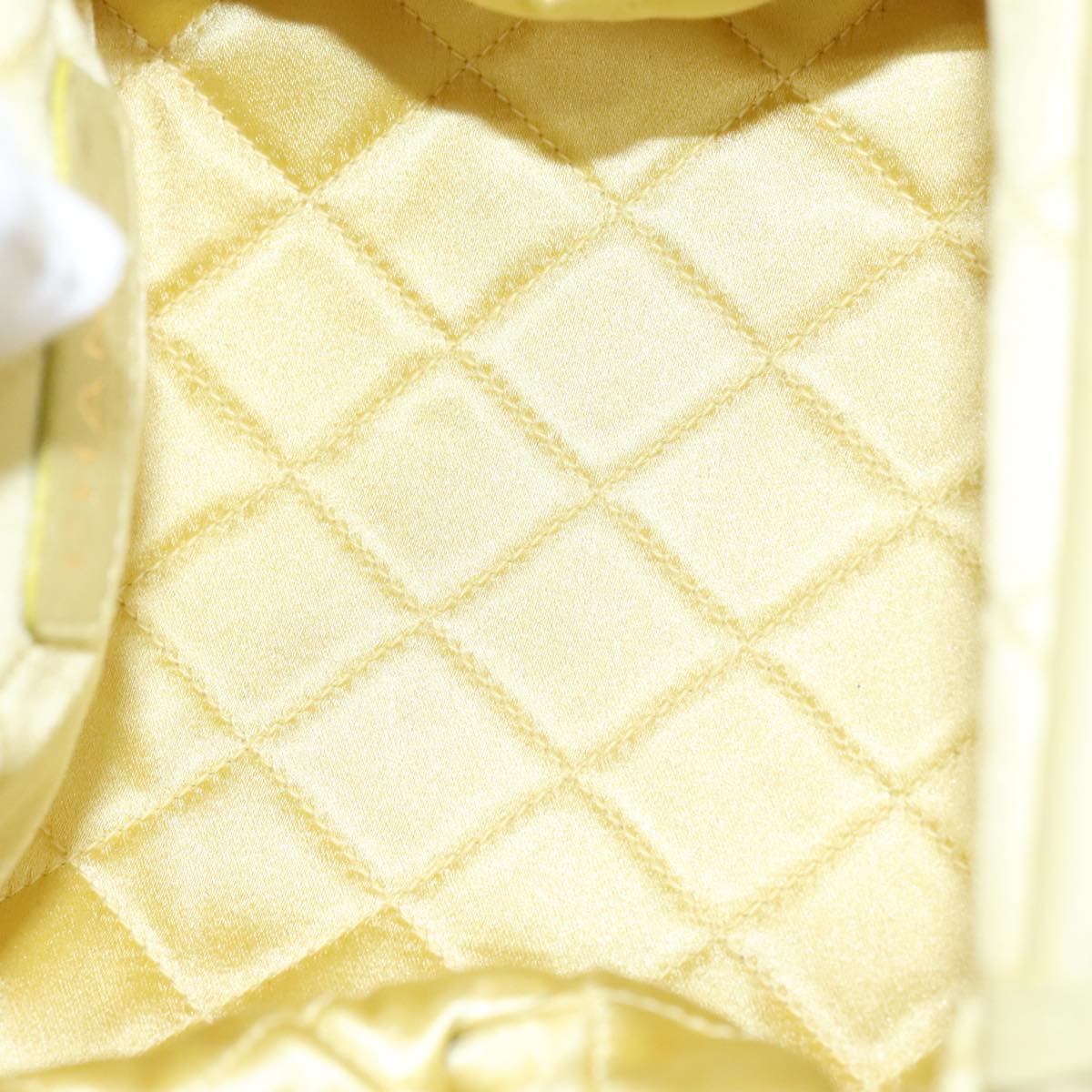 CHANEL Purse Party Bag Satin Yellow CC Auth 103080AV
