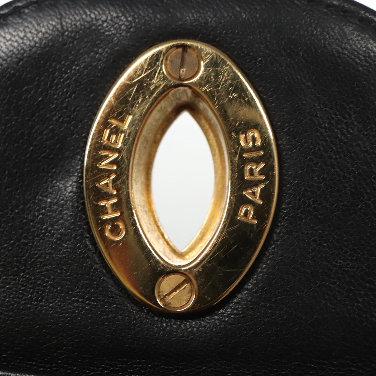 CHANEL Matelasse 31 Chain Shoulder Bag Lamb Skin Black Gold CC Auth 103205A