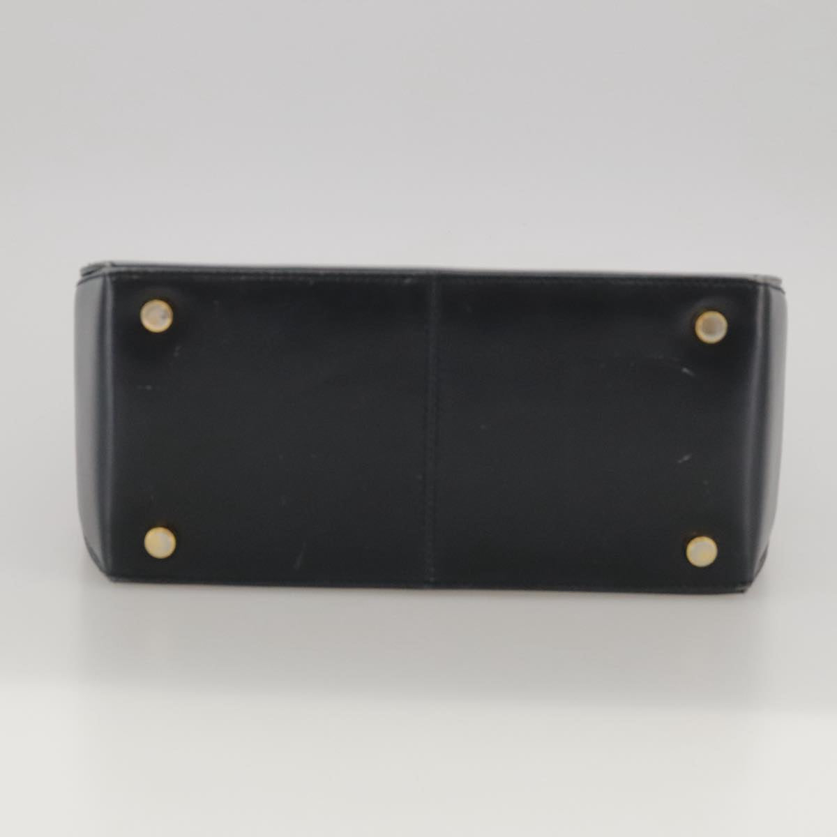 Salvatore Ferragamo Gancini Hand Bag Leather 2way Black Gold Auth 103208