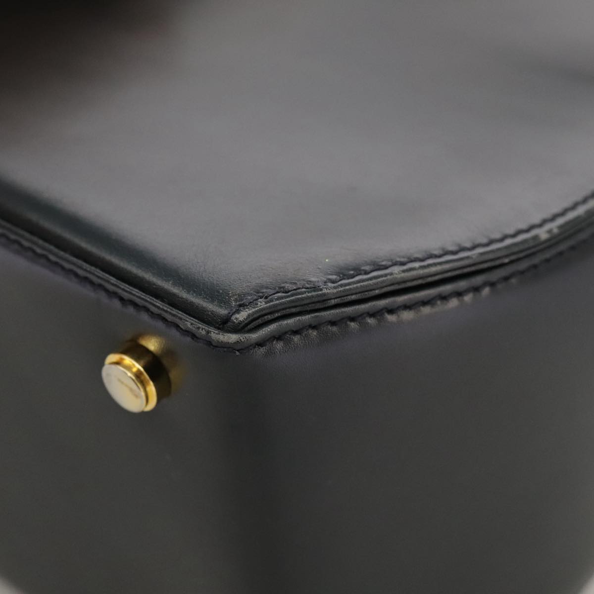 Salvatore Ferragamo Gancini Hand Bag Leather 2way Black Gold Auth 103208