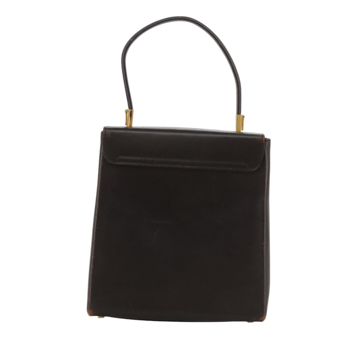 Salvatore Ferragamo Gancini Hand Bag Leather 2way Dark Brown Gold Auth 103214