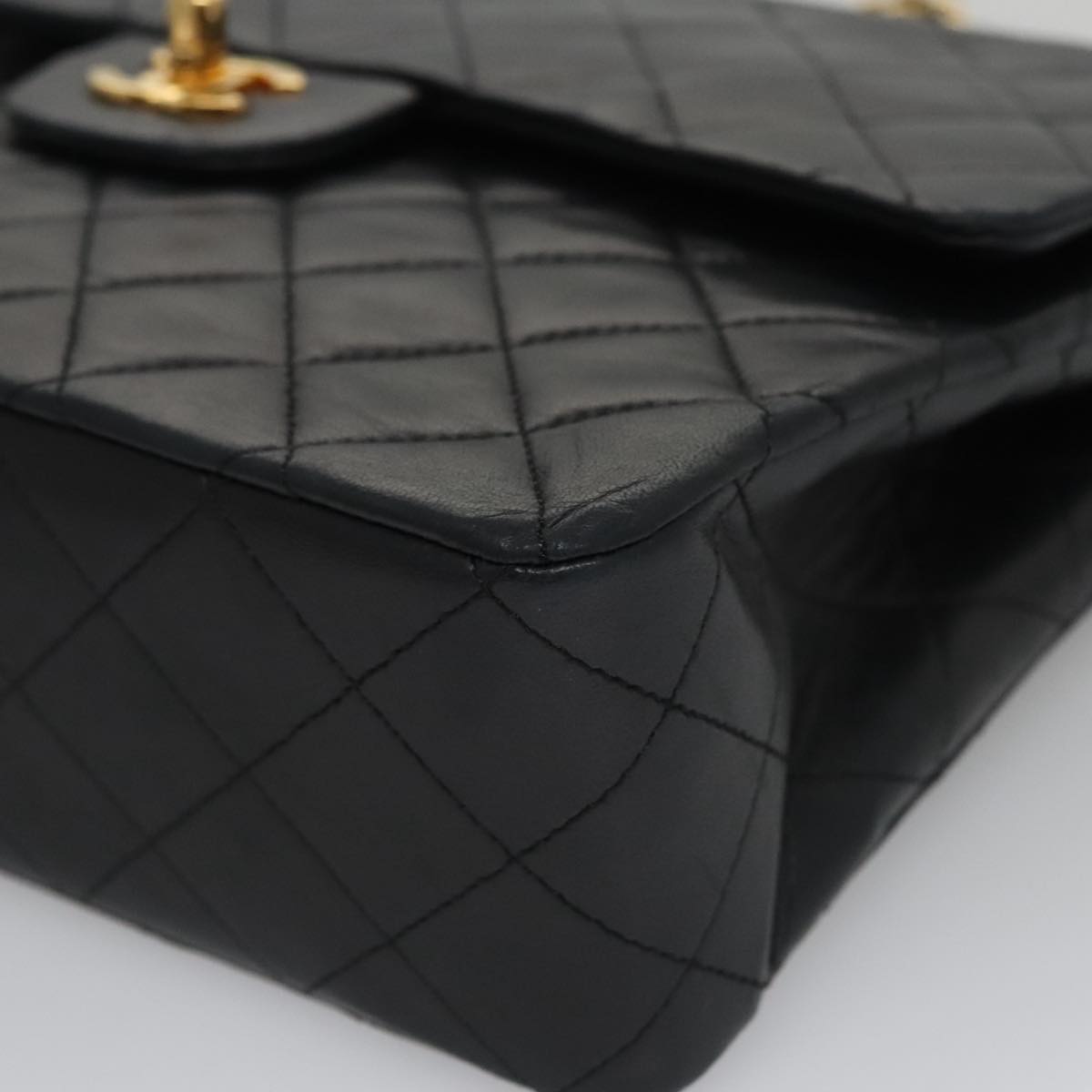 CHANEL Matelasse 25 Chain Valentine Limited Lamb Skin Black CC Auth 103226SAM