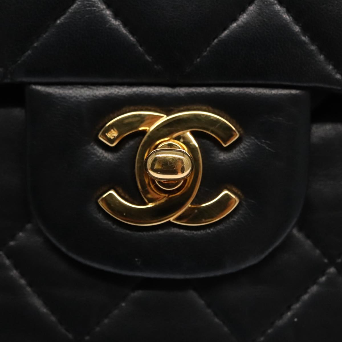 CHANEL Matelasse 25 Chain Valentine Limited Bag Lamb Skin Black CC Auth 103226A