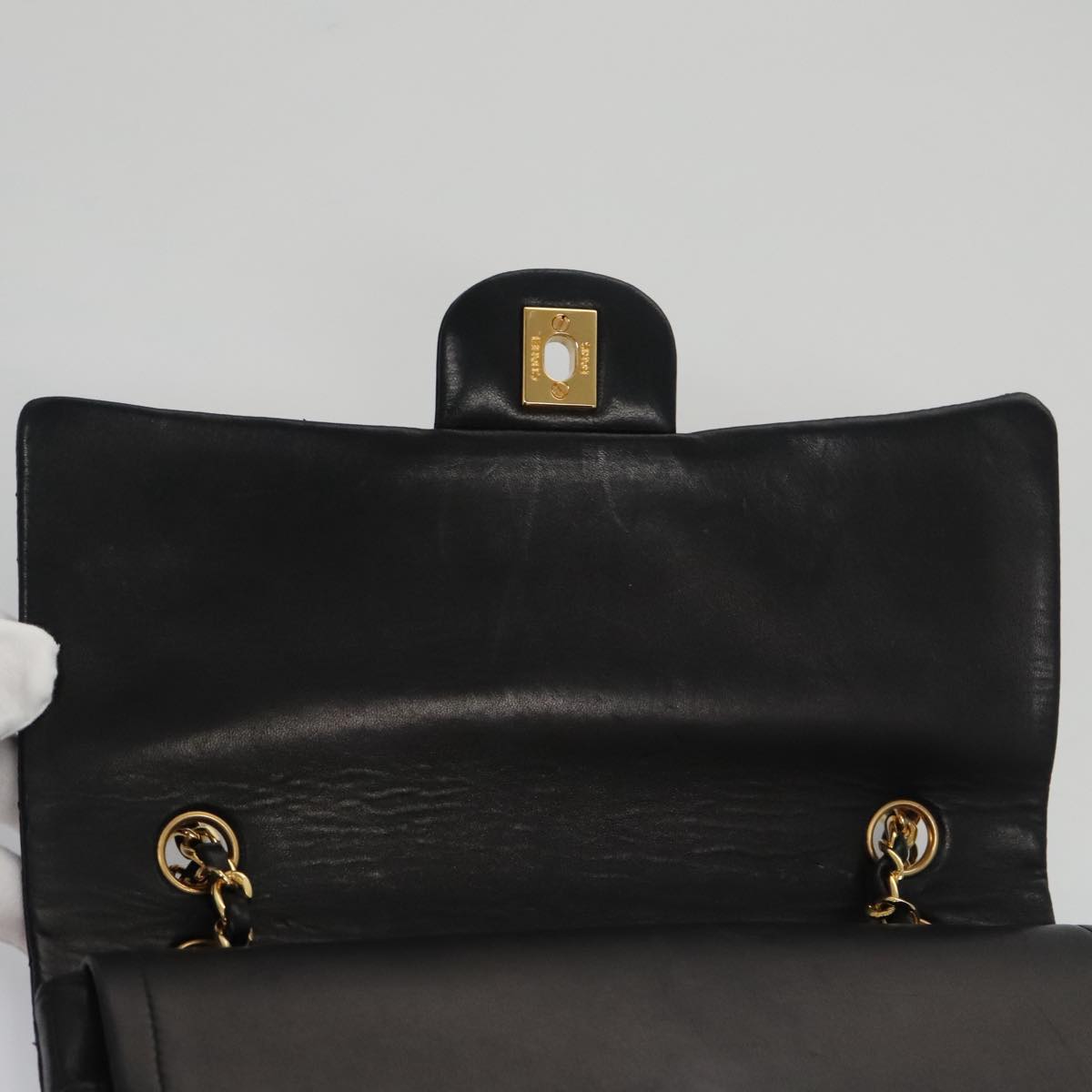 CHANEL Matelasse 25 Chain Valentine Limited Lamb Skin Black CC Auth 103226SAM