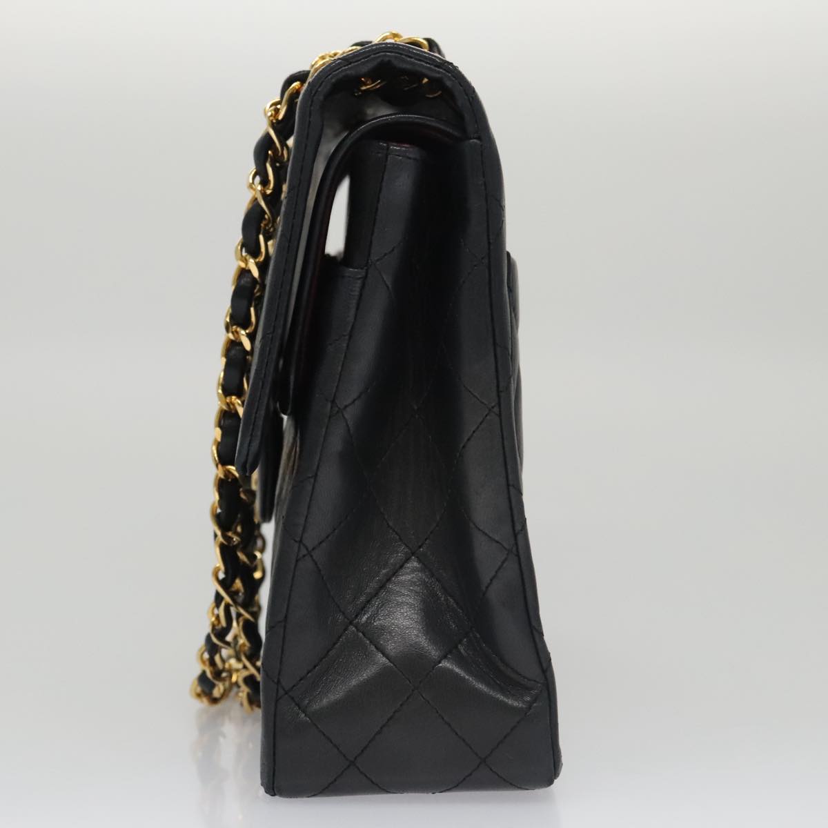 CHANEL Matelasse 25 Chain Valentine Limited Lamb Skin Black CC Auth 103226SAM