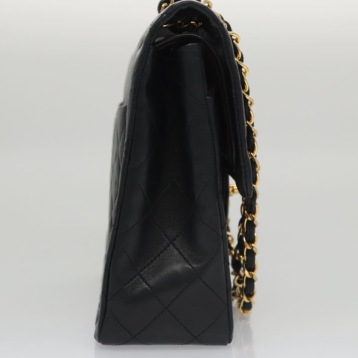 CHANEL Matelasse 25 Chain Valentine Limited Lamb Skin Black CC Auth 103226SAM