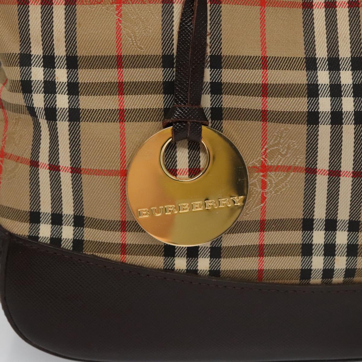 BURBERRY Nova Check Hand Bag Canvas Black Beige Auth 103259