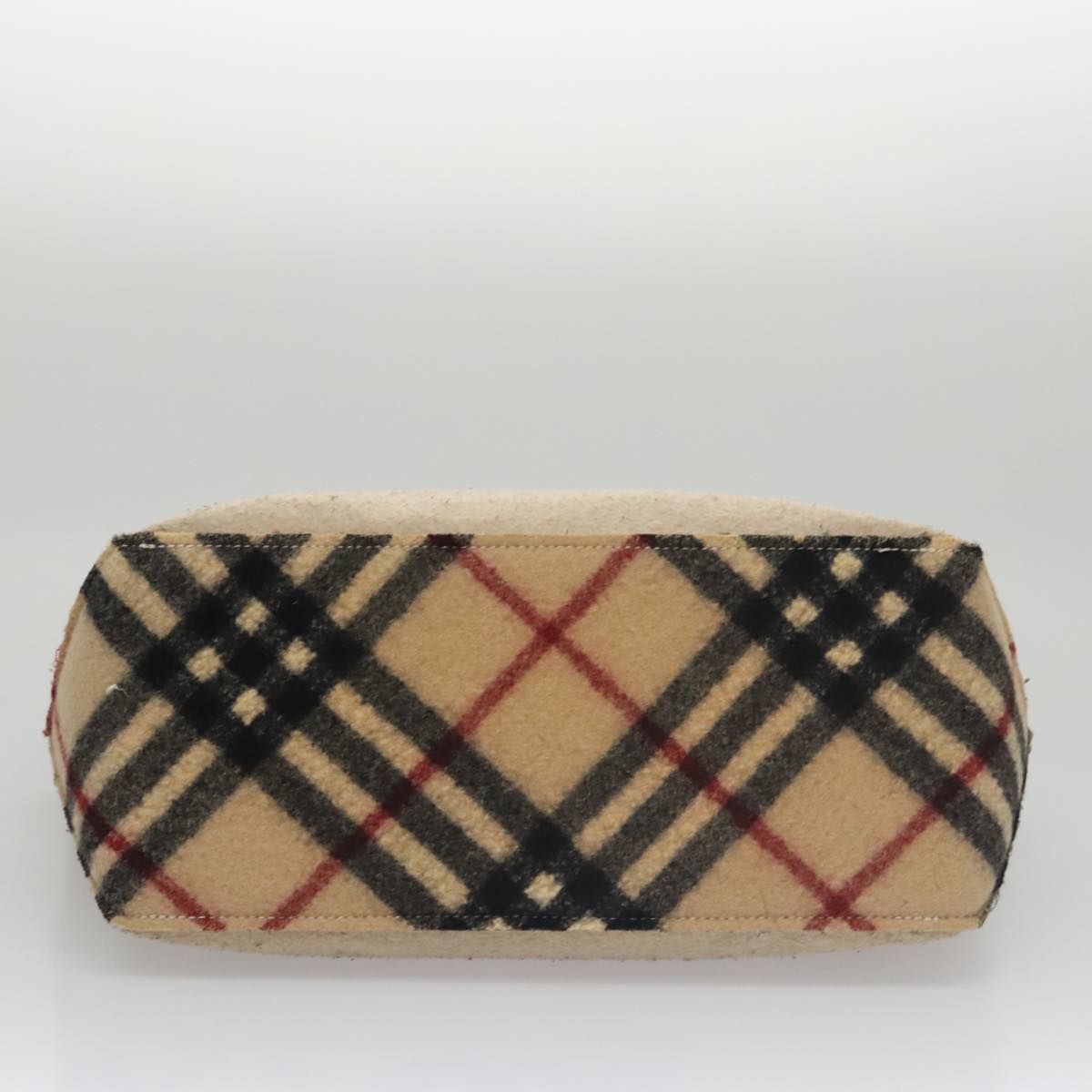 BURBERRY Blue Label Nova Check Hand Bag Wool Beige Auth 103260