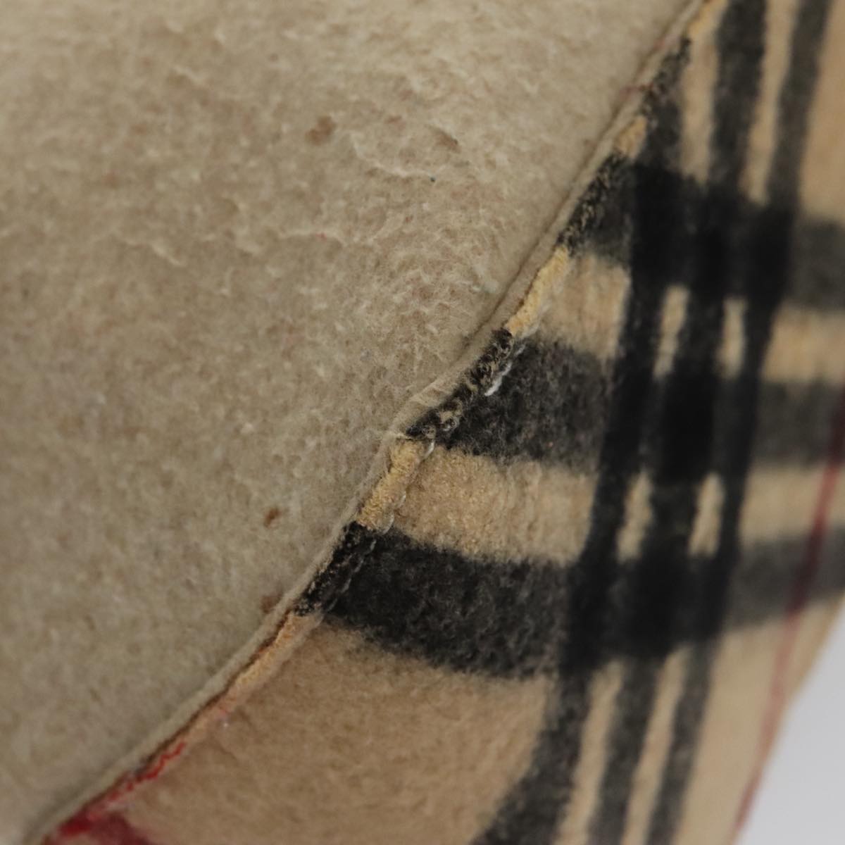 BURBERRY Blue Label Nova Check Hand Bag Wool Beige Auth 103260