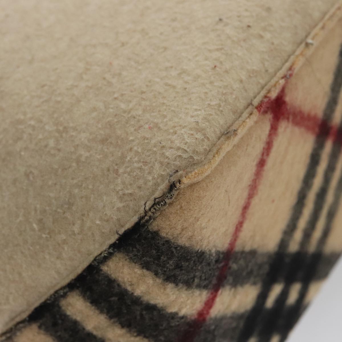 BURBERRY Blue Label Nova Check Hand Bag Wool Beige Auth 103260