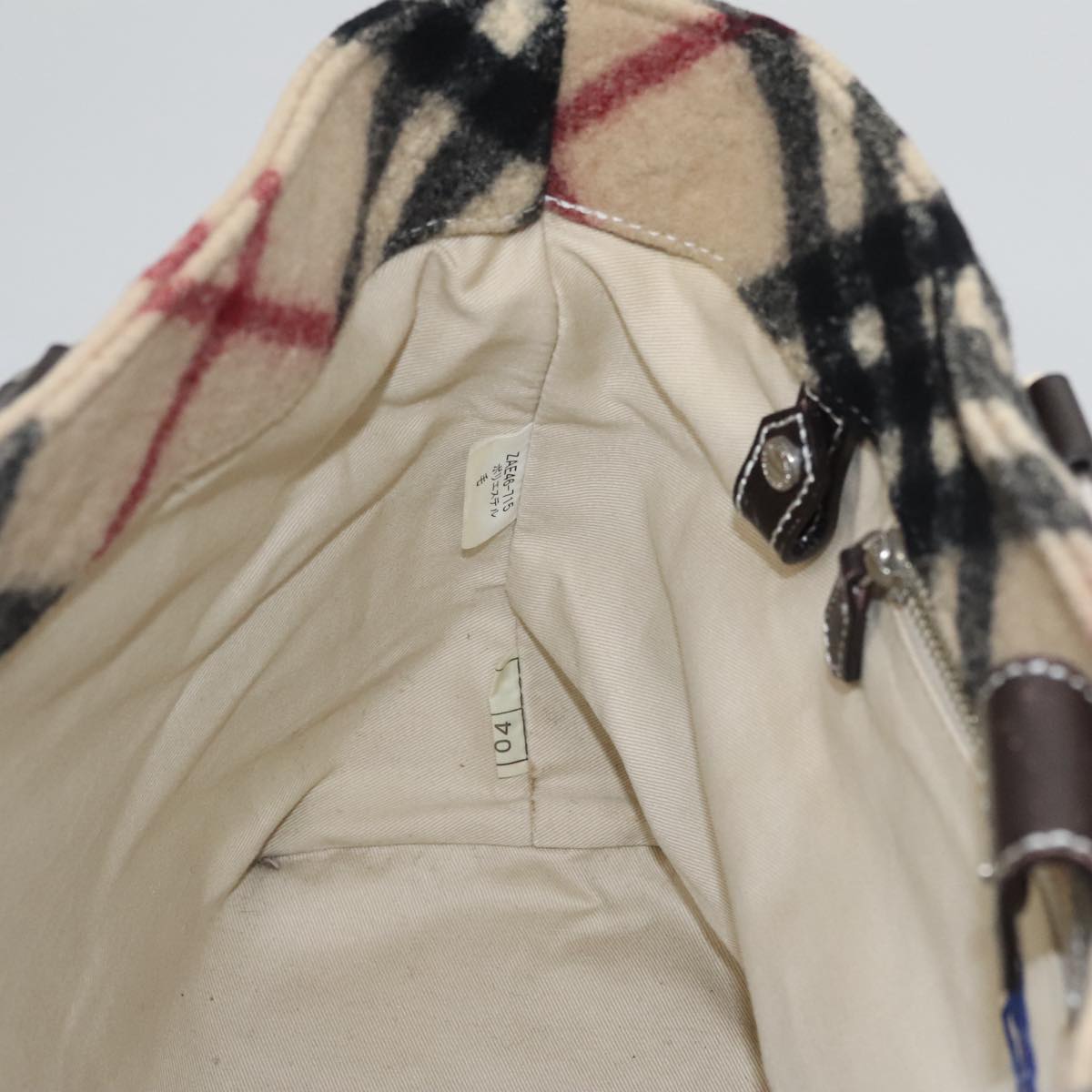 BURBERRY Blue Label Nova Check Hand Bag Wool Beige Auth 103260