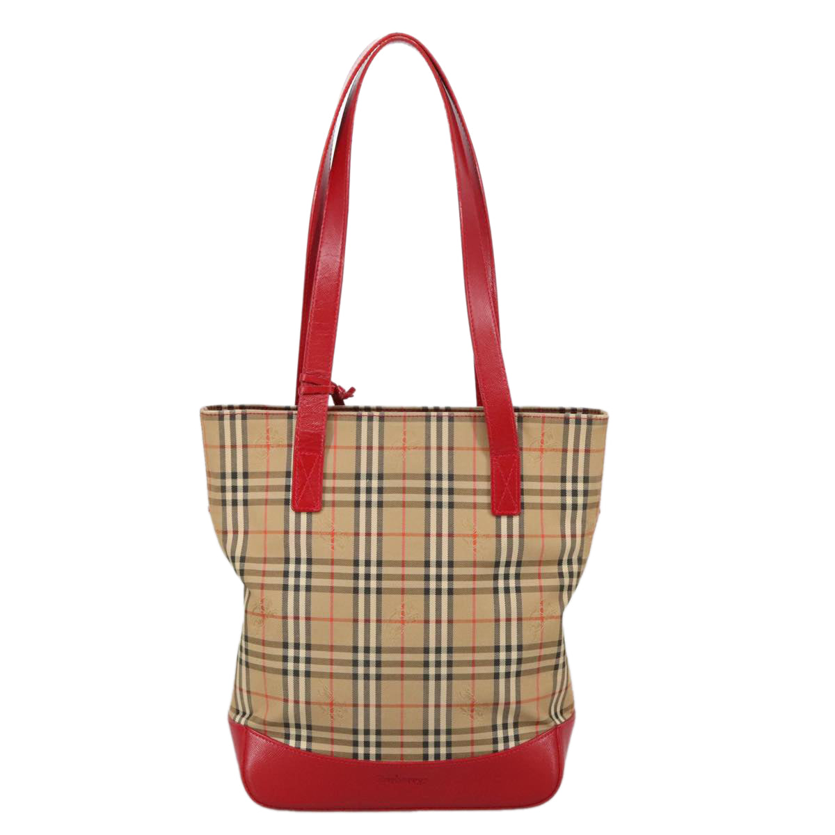 Burberrys Nova Check Shoulder Bag Canvas Red Beige Auth 103261