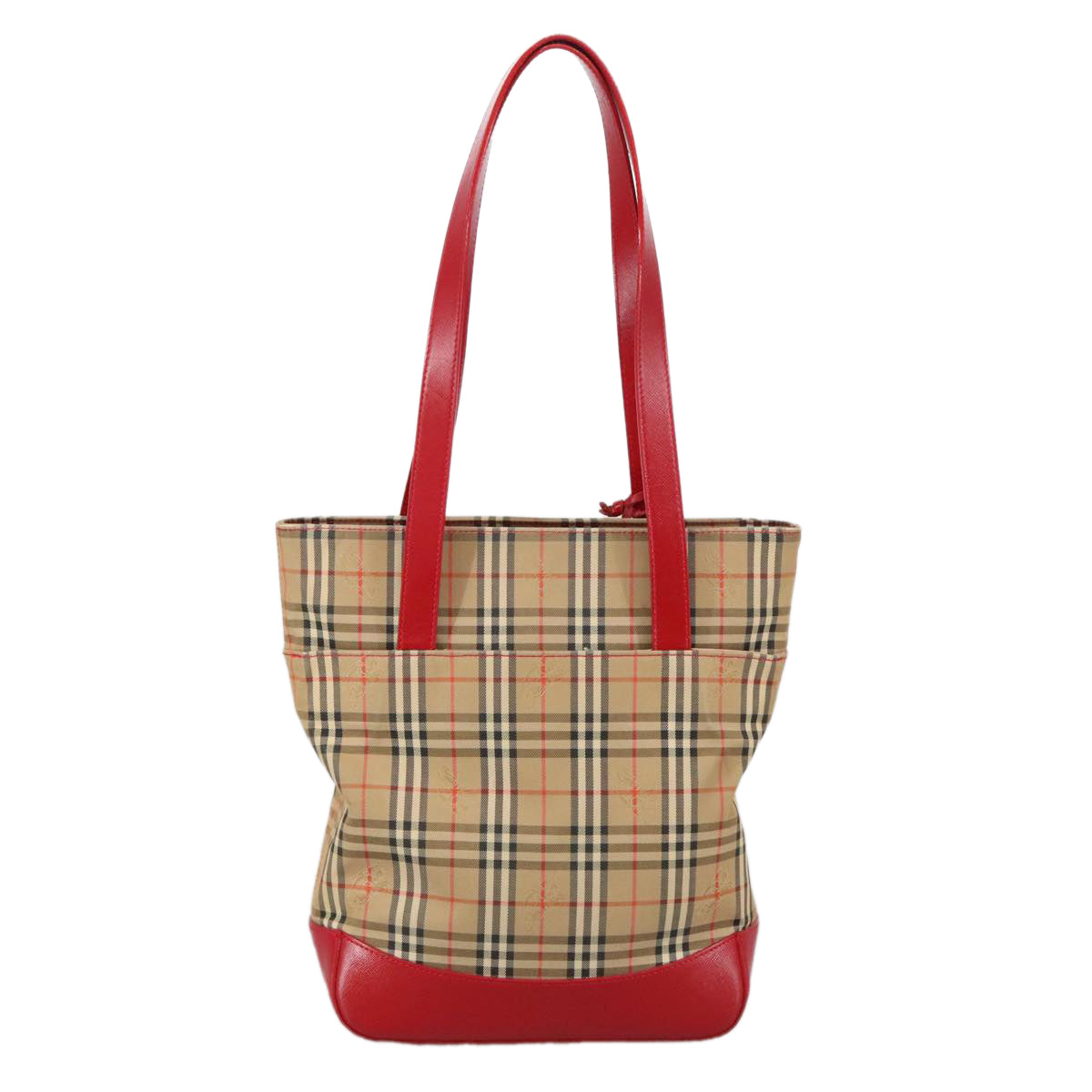 Burberrys Nova Check Shoulder Bag Canvas Red Beige Auth 103261