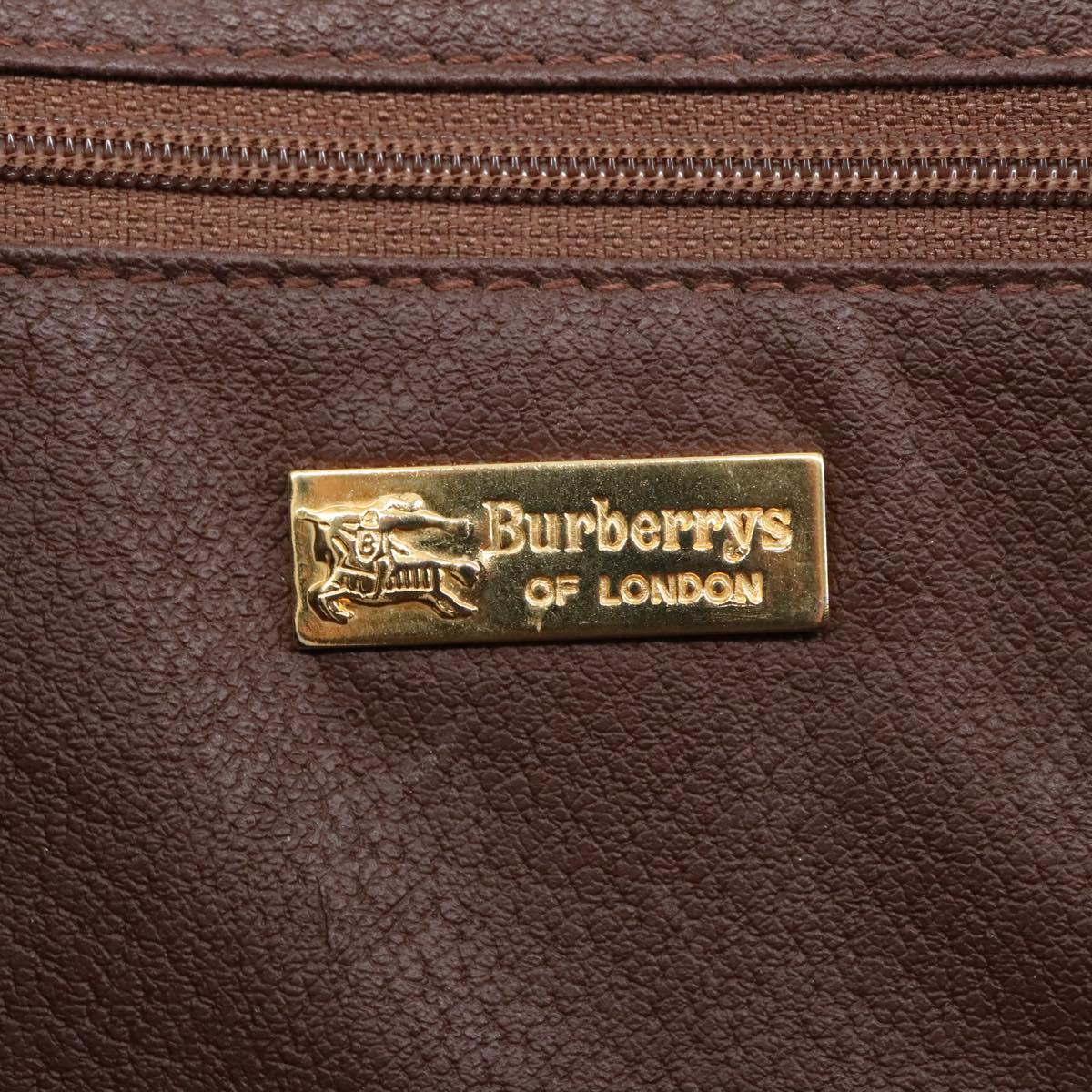 Burberrys Nova Check Hand Bag PVC Leather Beige Auth 103262