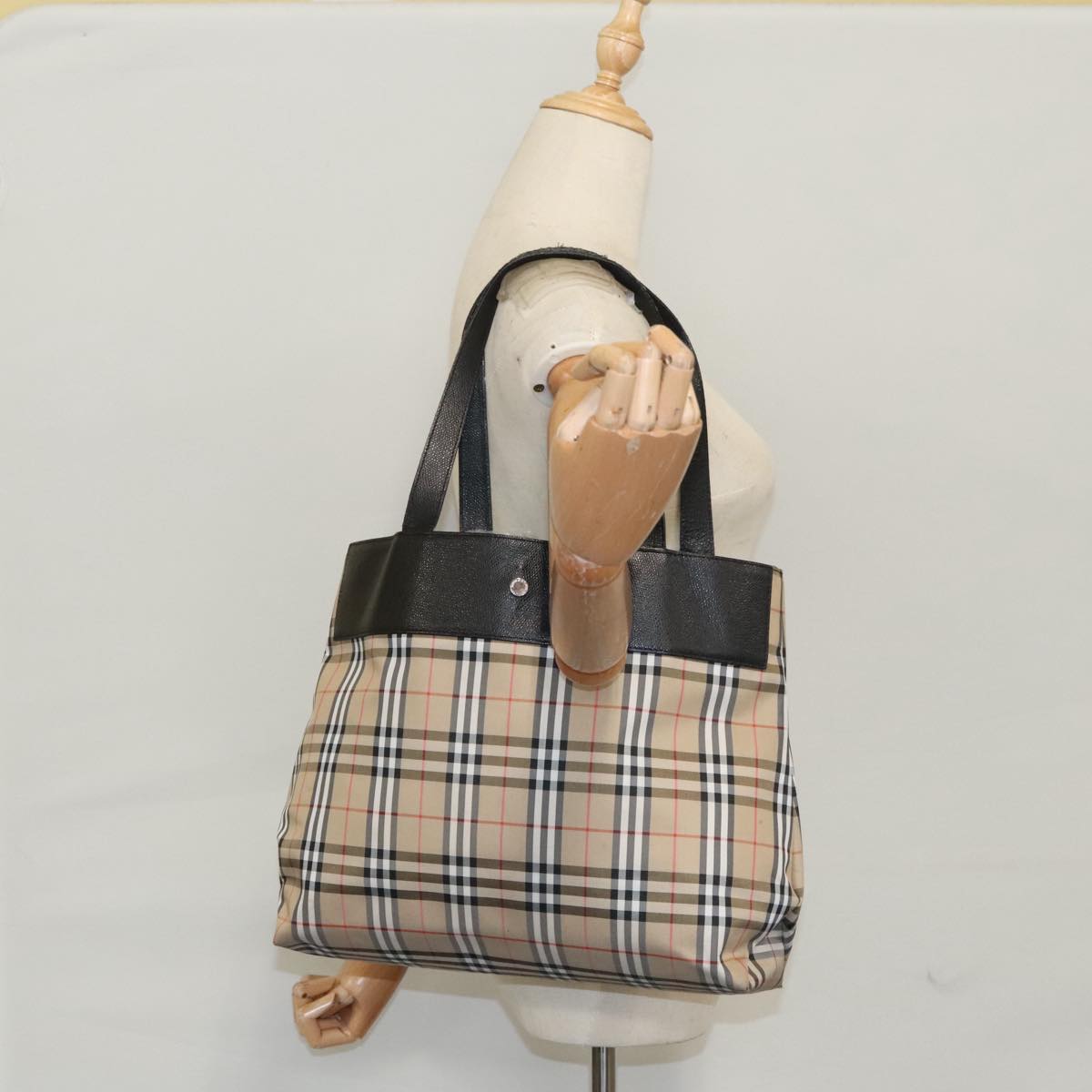 BURBERRY Nova Check Shoulder Bag Canvas Beige Auth 103265