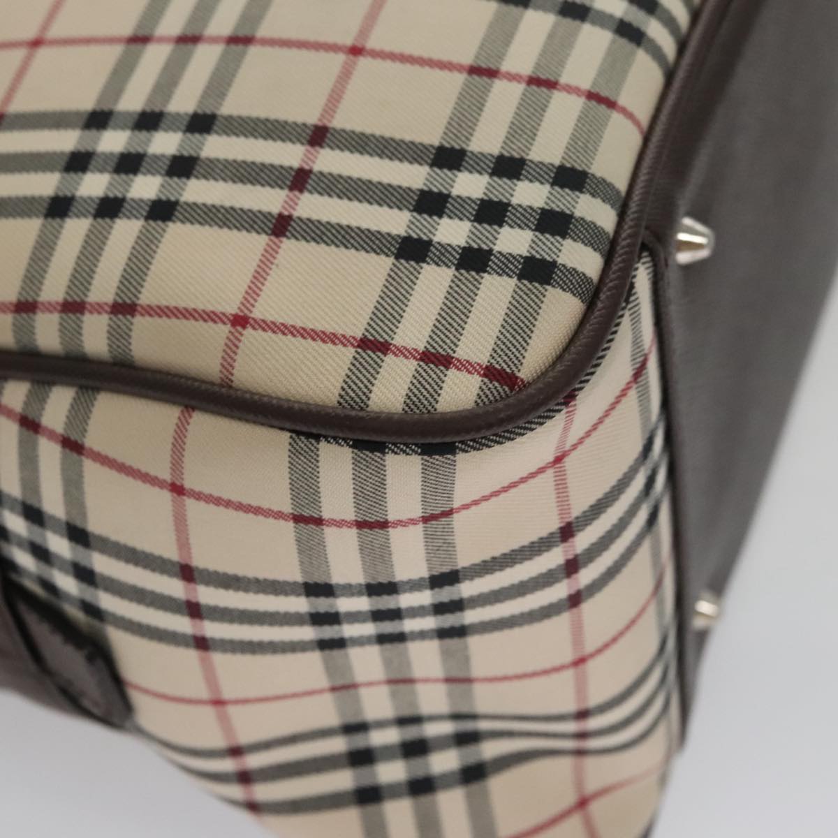 BURBERRY Nova Check Hand Bag Canvas Beige Auth 103267