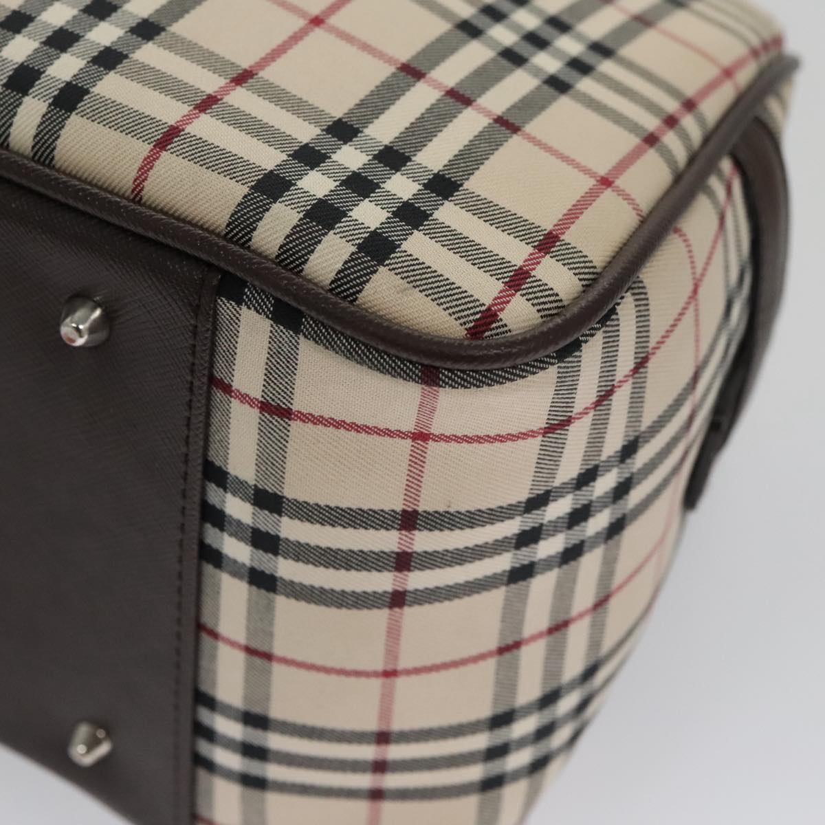 BURBERRY Nova Check Hand Bag Canvas Beige Auth 103267