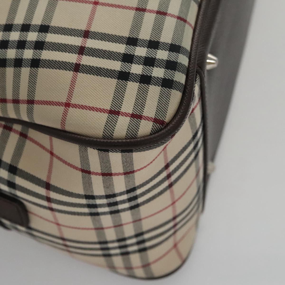 BURBERRY Nova Check Hand Bag Canvas Beige Auth 103267