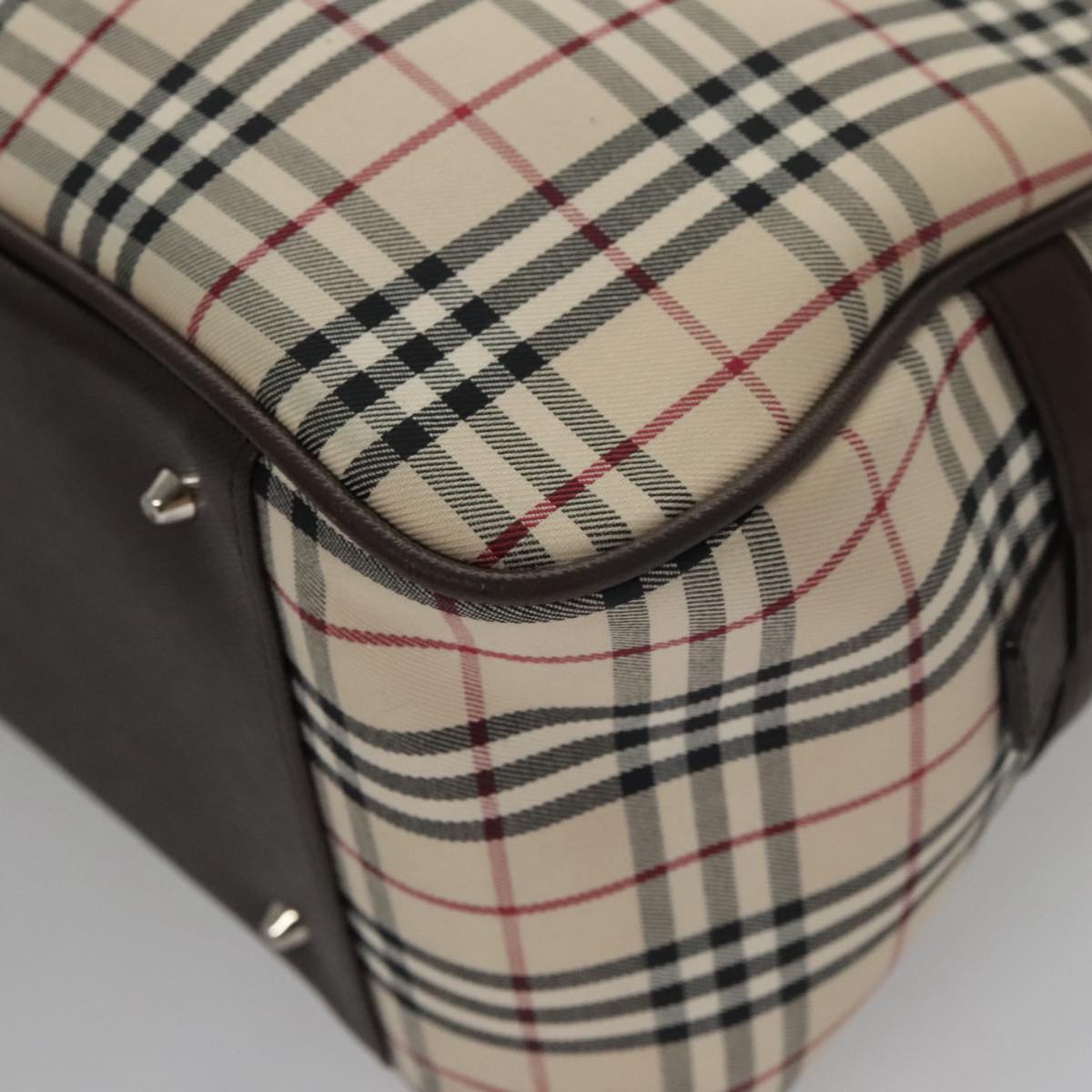 BURBERRY Nova Check Hand Bag Canvas Beige Auth 103267