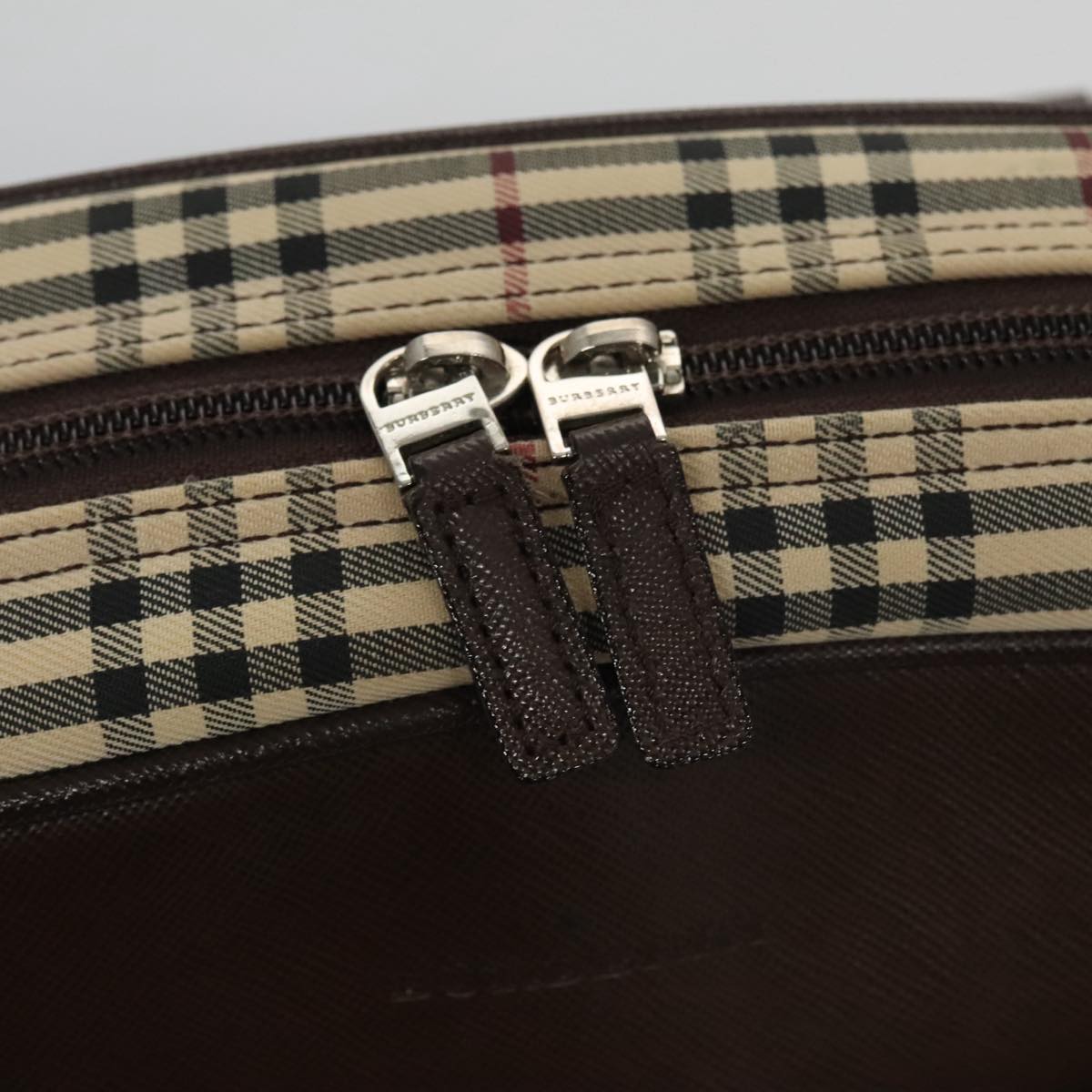 BURBERRY Nova Check Hand Bag Canvas Beige Auth 103267
