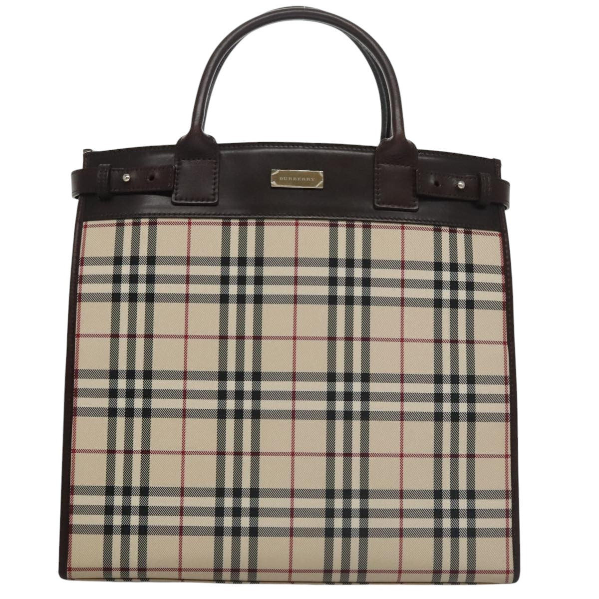 BURBERRY Nova Check Hand Bag Canvas 2way Beige Auth 103269