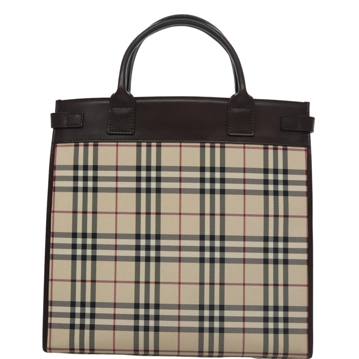 BURBERRY Nova Check Hand Bag Canvas 2way Beige Auth 103269