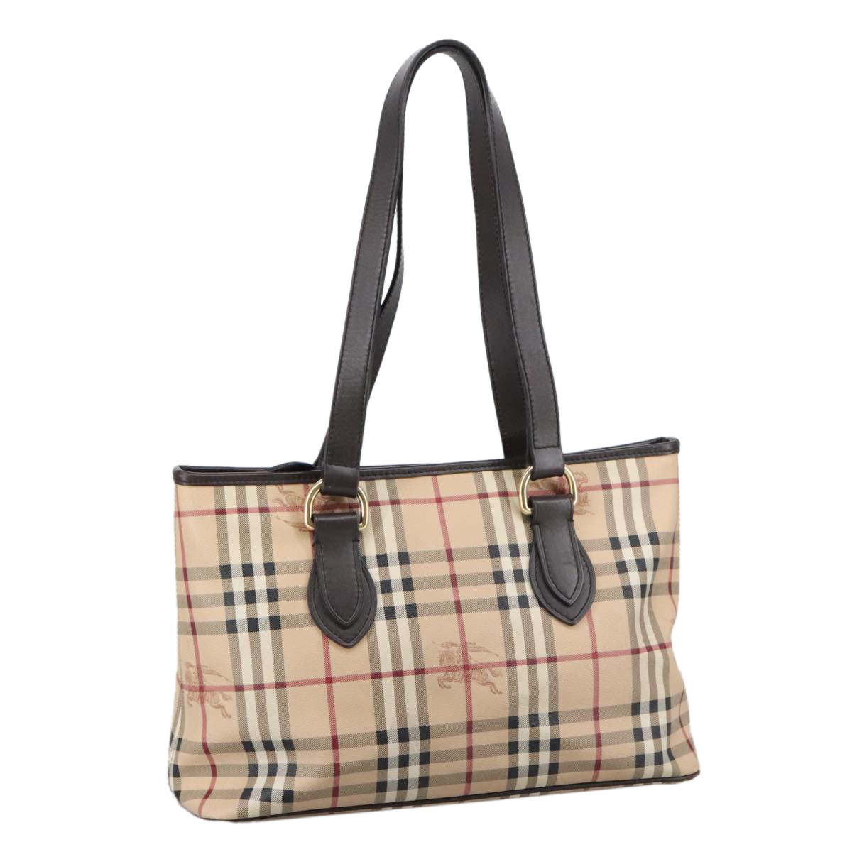 BURBERRY Nova Check Shoulder Bag PVC Beige Auth 103278