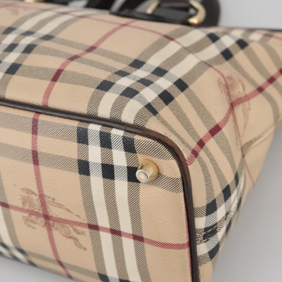 BURBERRY Nova Check Shoulder Bag PVC Beige Auth 103278