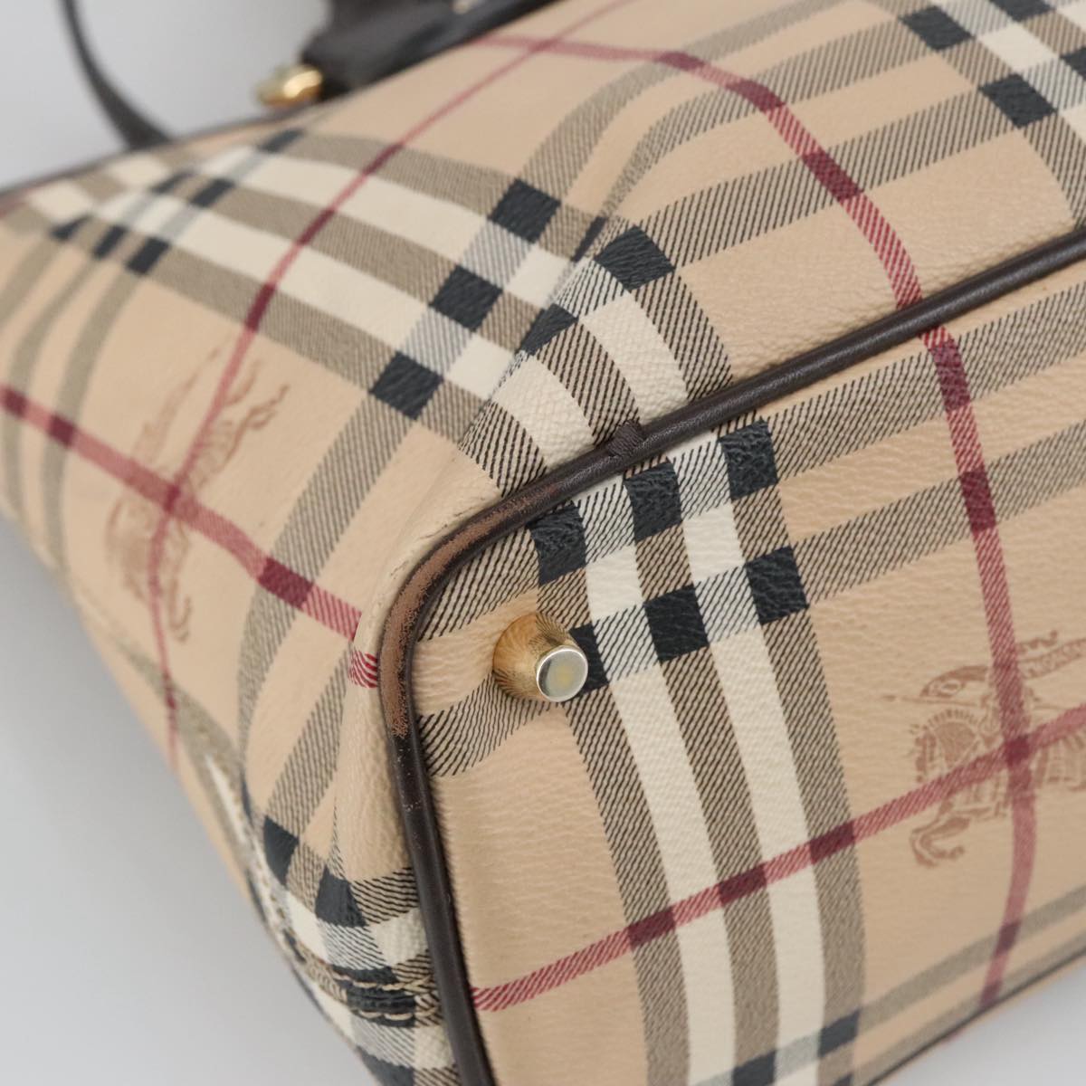 BURBERRY Nova Check Shoulder Bag PVC Beige Auth 103278