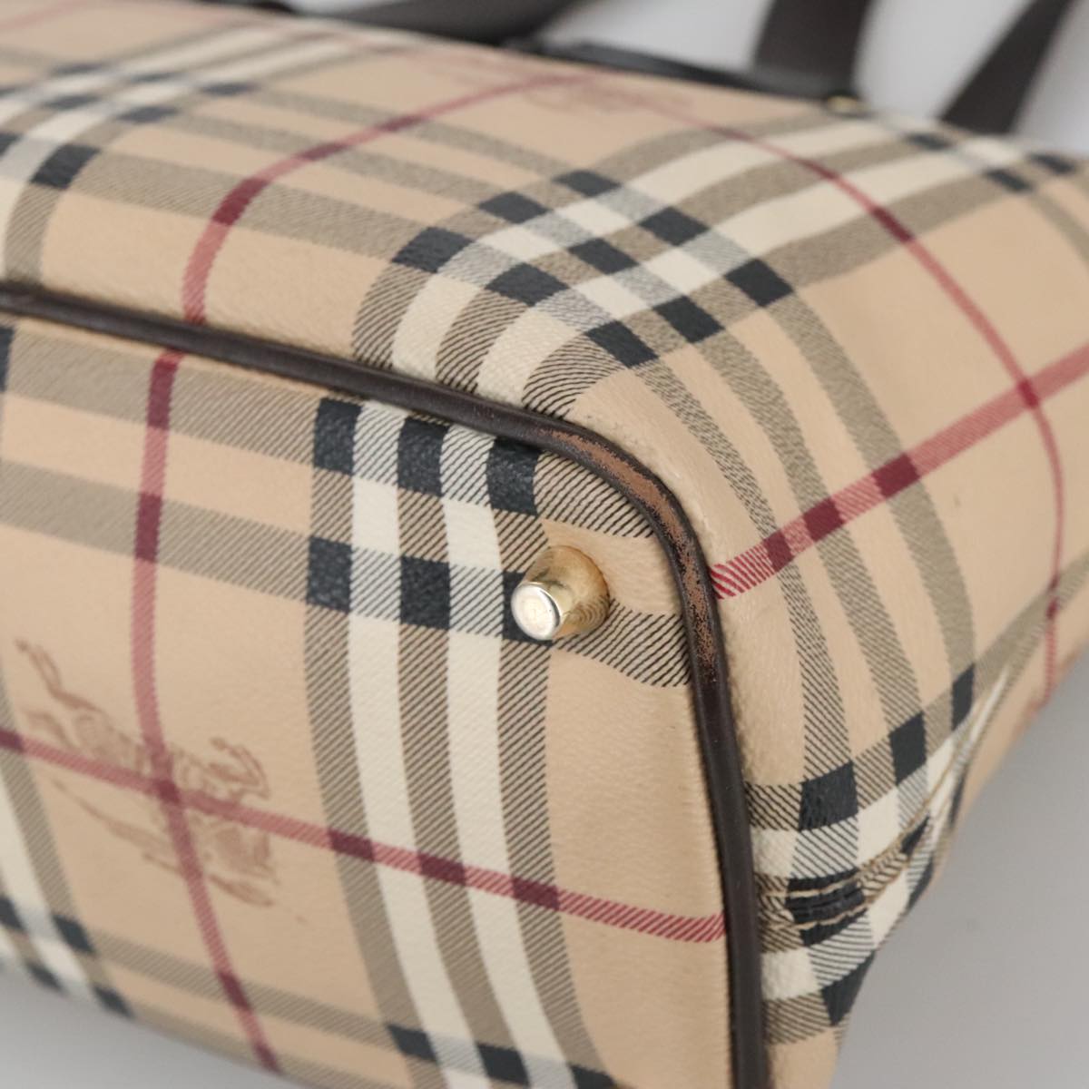 BURBERRY Nova Check Shoulder Bag PVC Beige Auth 103278