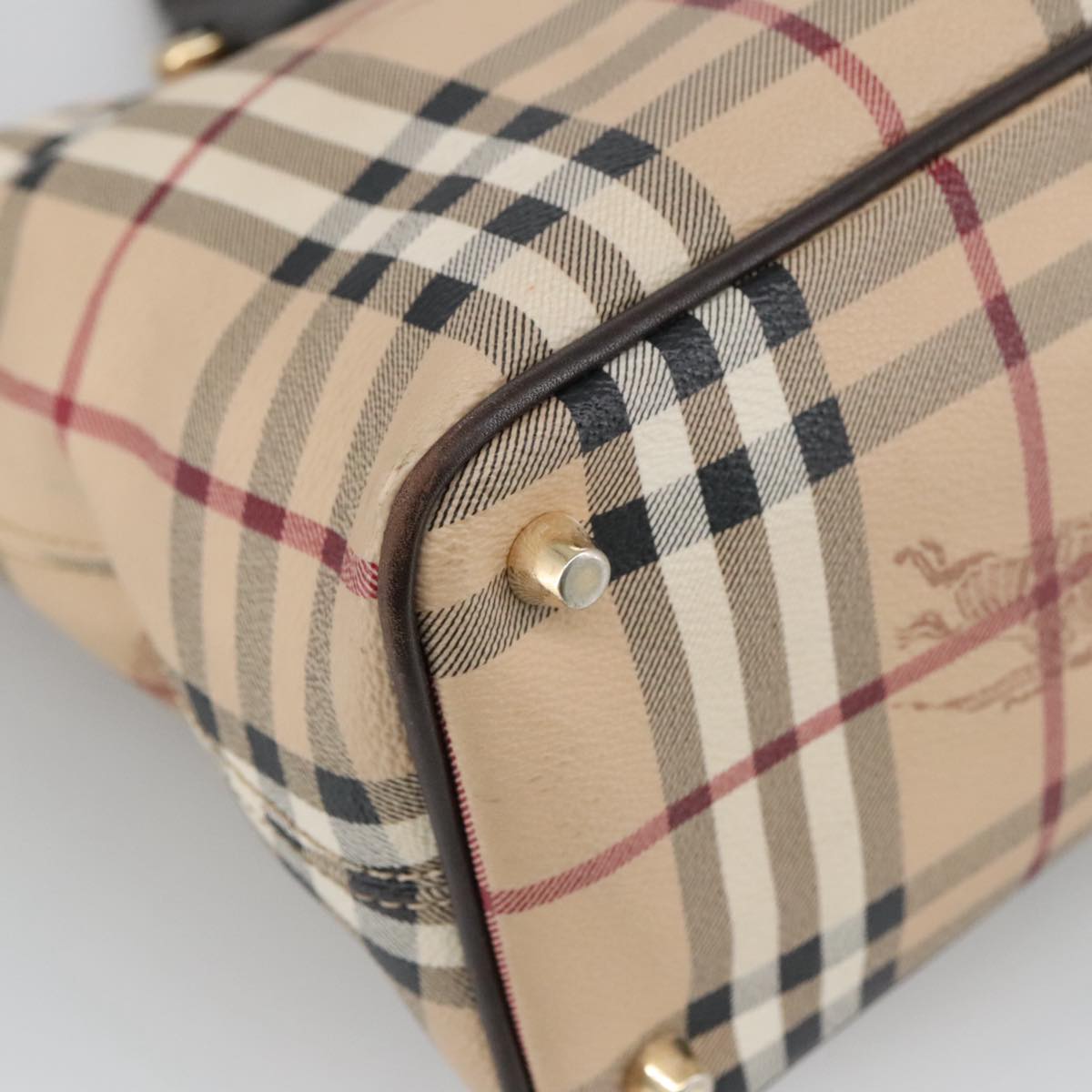 BURBERRY Nova Check Shoulder Bag PVC Beige Auth 103278