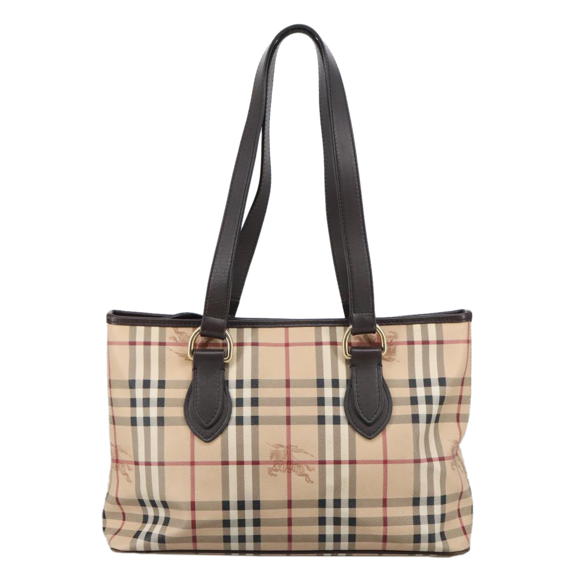 BURBERRY Nova Check Shoulder Bag PVC Beige Auth 103278