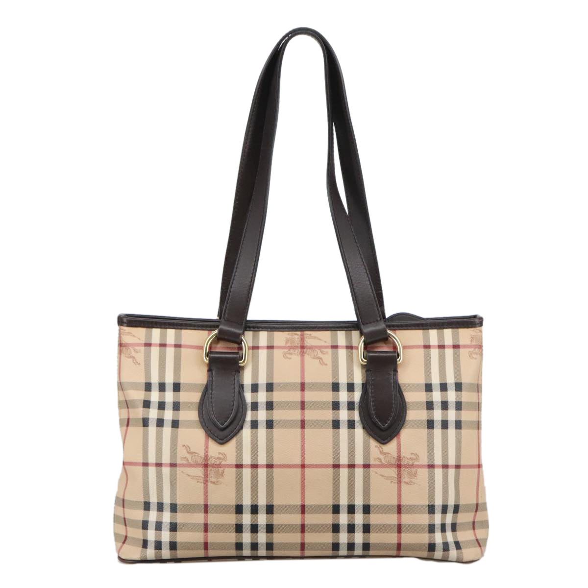 BURBERRY Nova Check Shoulder Bag PVC Beige Auth 103278