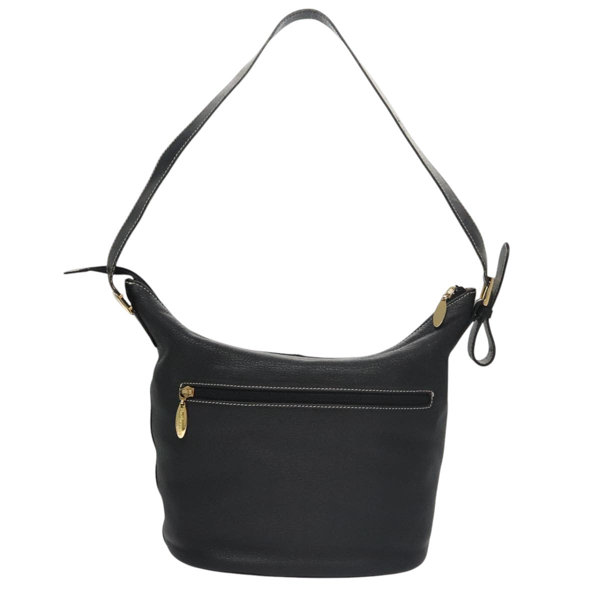 Burberrys Shoulder Bag Leather Black Gold Auth 103290