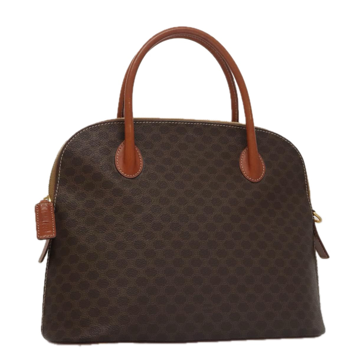 CELINE Macadam Canvas Hand Bag PVC Leather Brown Gold Auth 103291