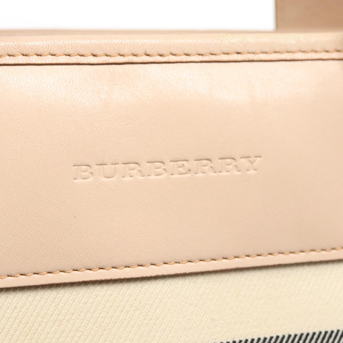 BURBERRY Shoulder Bag Canvas Leather Beige Cream Silver Auth 103299
