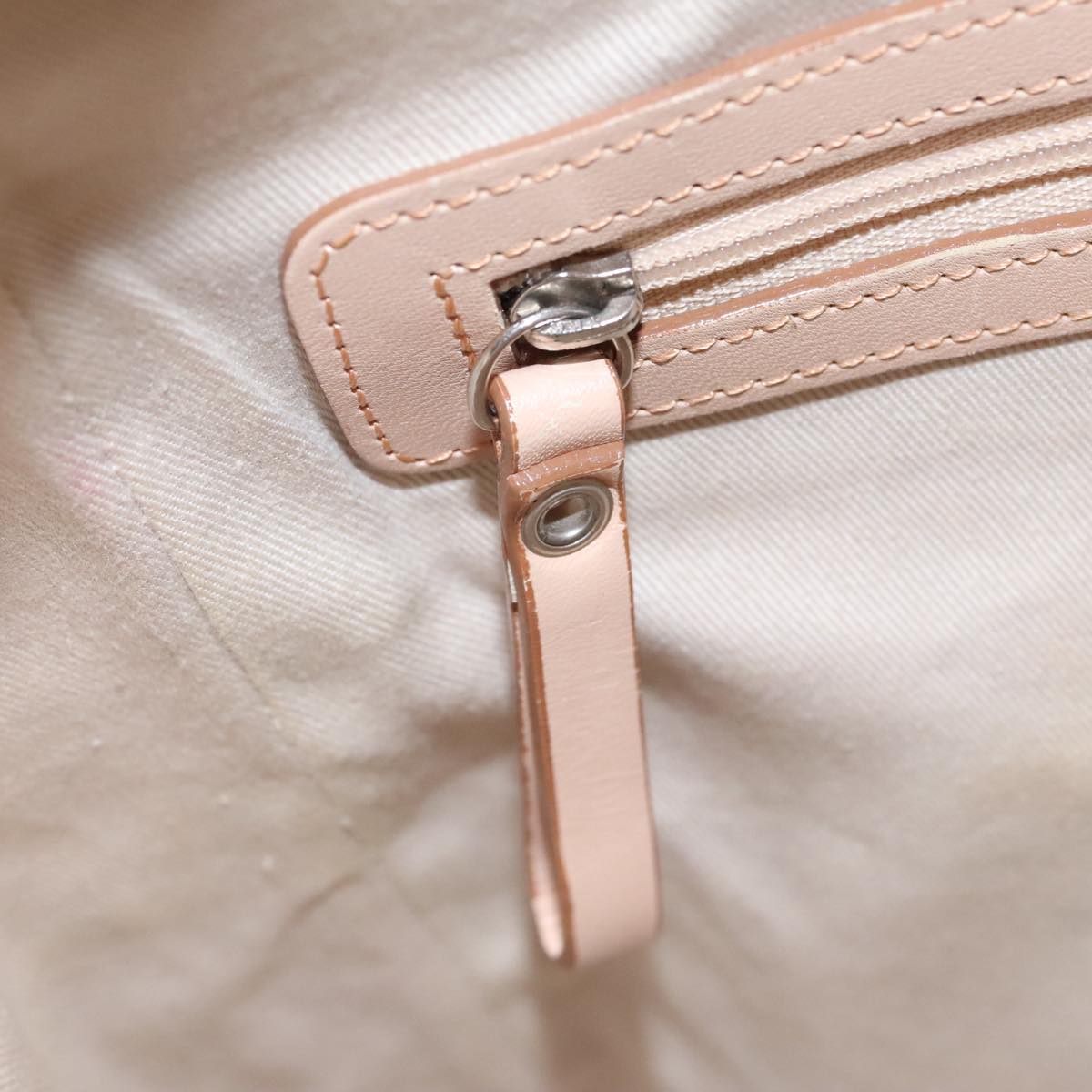 BURBERRY Shoulder Bag Canvas Leather Beige Cream Silver Auth 103299