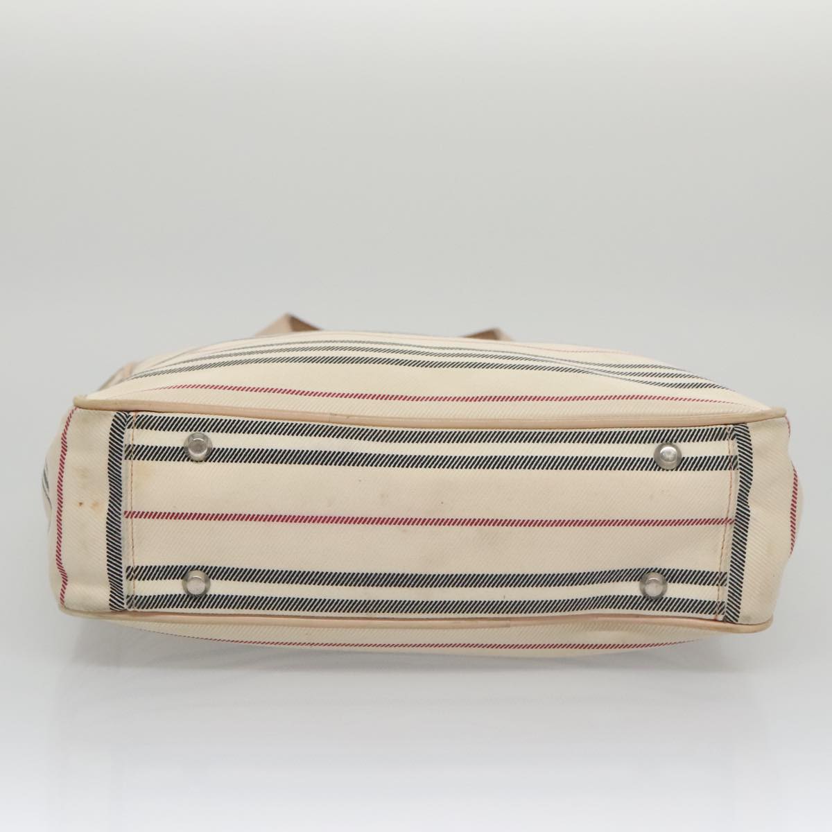 BURBERRY Shoulder Bag Canvas Leather Beige Cream Silver Auth 103299