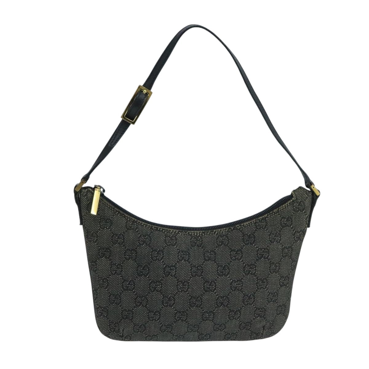 GUCCI GG Canvas Shoulder Bag Navy Gold 32160 Auth 103307