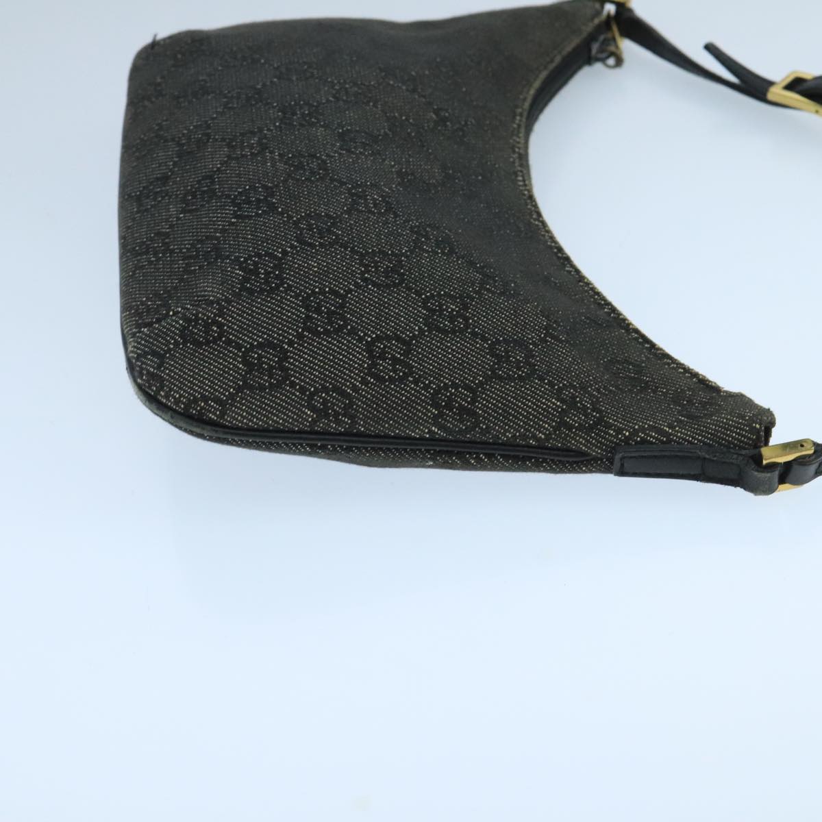 GUCCI GG Canvas Shoulder Bag Navy Gold 32160 Auth 103307