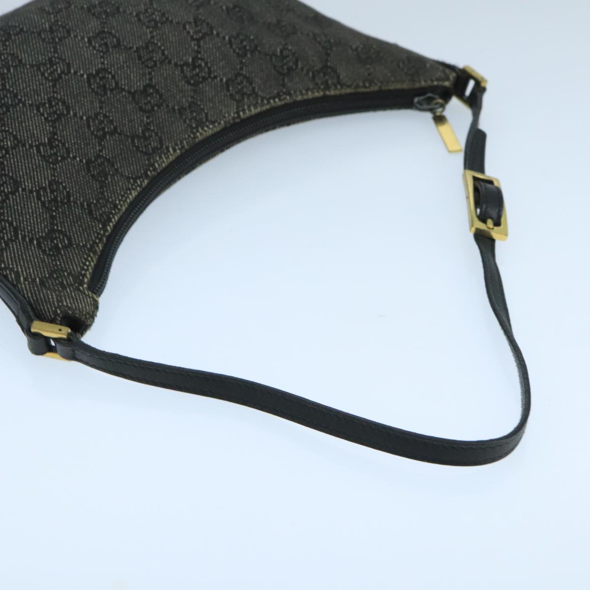 GUCCI GG Canvas Shoulder Bag Navy Gold 32160 Auth 103307