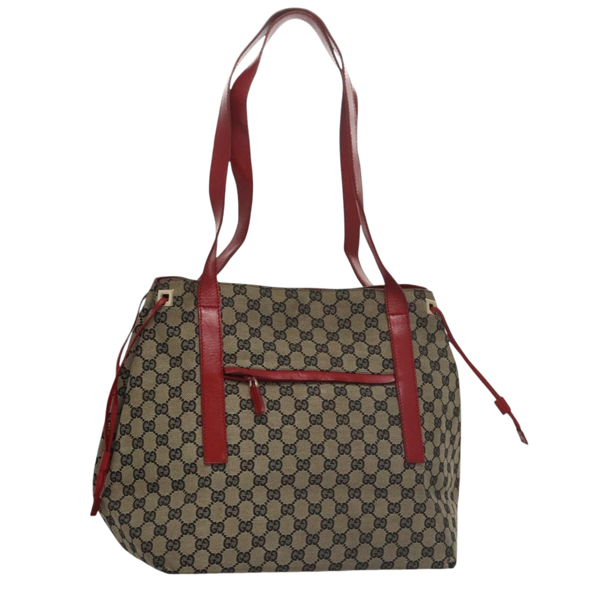 GUCCI GG Canvas Shoulder Bag Navy Red gold 019 0493 Auth 103321