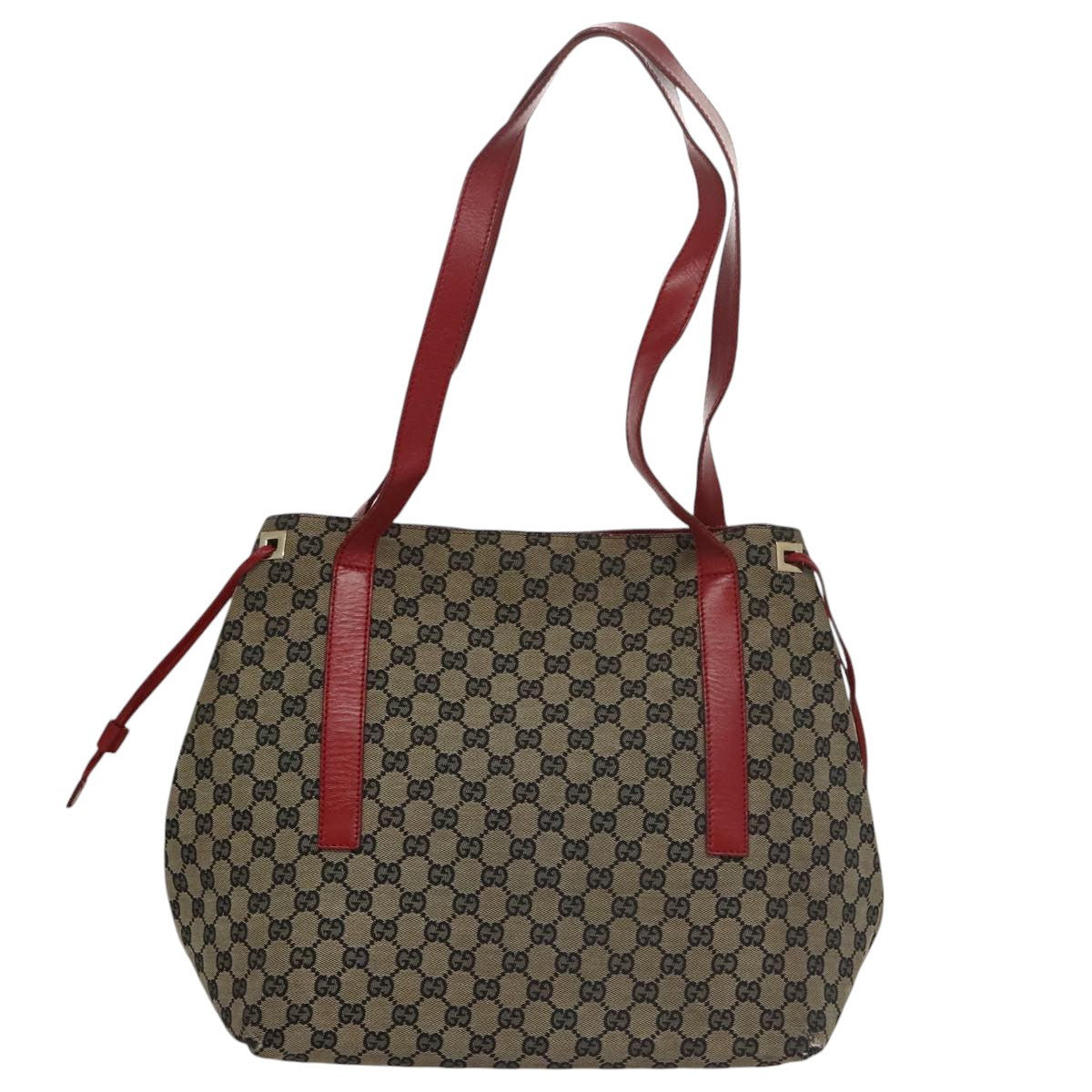 GUCCI GG Canvas Shoulder Bag Navy Red gold 019 0493 Auth 103321