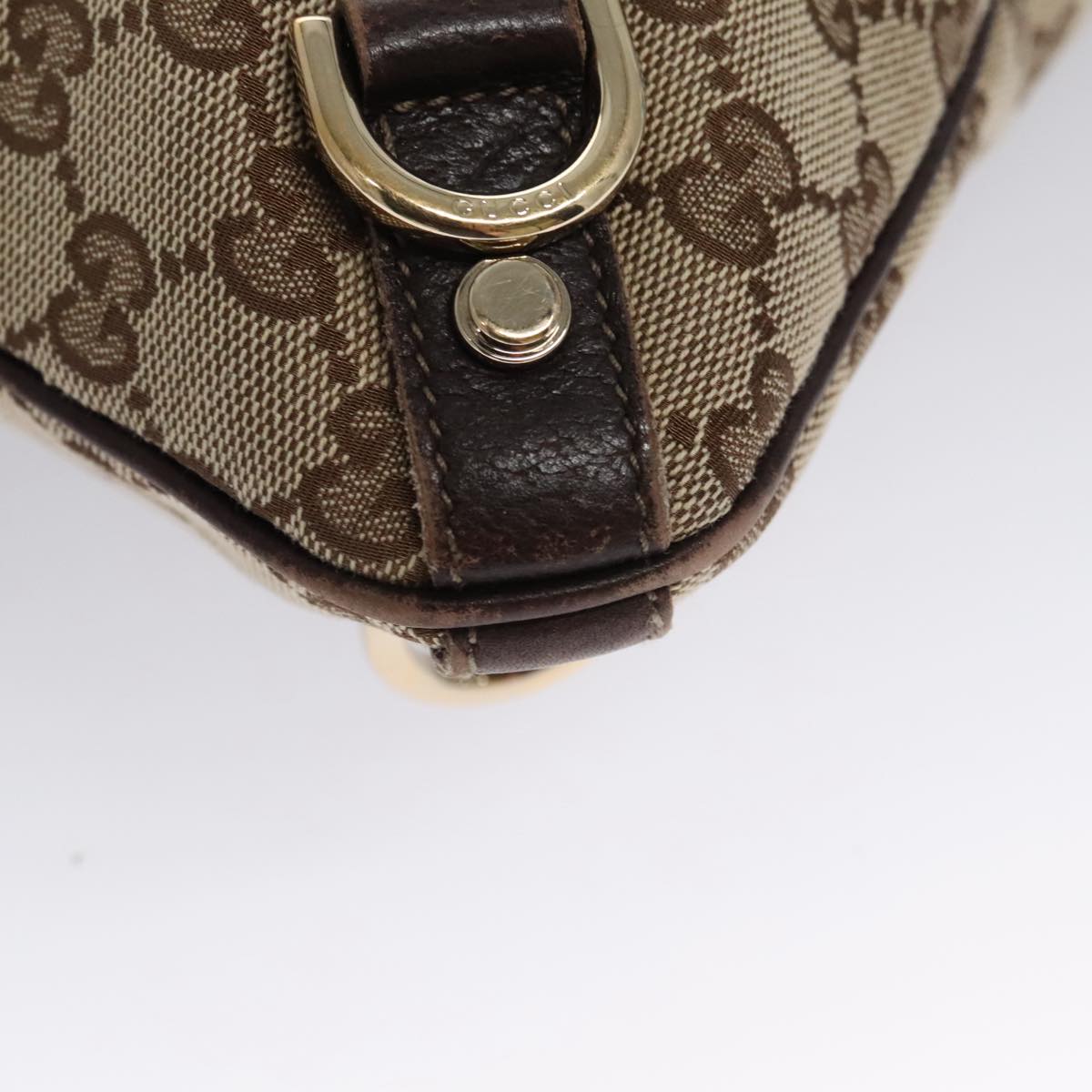 GUCCI GG Canvas Shoulder Bag Beige Brown Gold 131326 Auth 103325